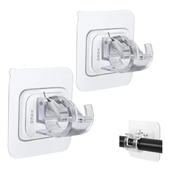 Soporte Gancho Para Tubo Cortina Adhesivo Sin Perforar X2