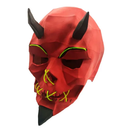 Mascara Diablo Con Luces Led Disfraz Cosplay Halloween Latex