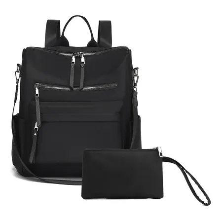 Kit 2 Mochila Feminina Bolsa De Escolar Trabalho Social Preto