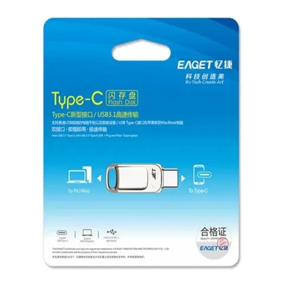 Pendrive Eaget Usb Tipo A Standar Y Tipo C 32gb