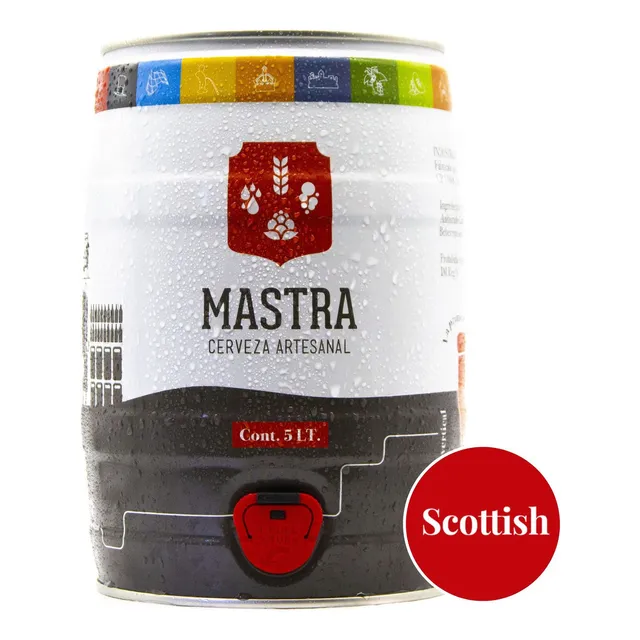 Barril De Cerveza Mastra Artesanal, Mini Chopp, 5 Litros, 6.2% Alcohol - Estilo Scottish