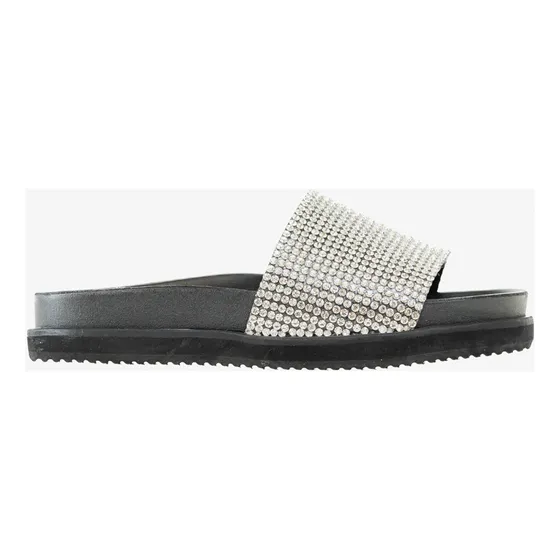 Sandalias Negra Heyas Lalfonso Con Faja Plateada Para Mujer 