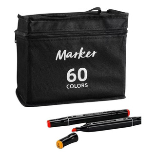 Kit 60 Canetas Conjunto Marcadores Dupla Permanente Ponta Kit 60 Canetas Conjunto Marcadores Dupla Permanente Ponta