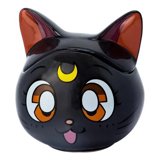 Taza 3d Sailor Moon Luna Con Tapa Negro