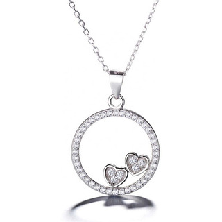 Collar Con Colgante Plata 925 Círculo Corazones Circones Collar Con Colgante Plata 925 Círculo Corazones Circones