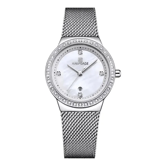 Reloj Naviforce 5005sw Mujer Acero Inoxidable Plateado