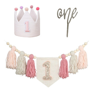 1er Cumpleaños Banner Silla Alta, Cake Topper, Corona One 1er Cumpleaños Banner Silla Alta, Cake Topper, Corona One
