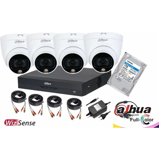 Cctv Kit Pro Dahua 4 Cam 5mp Full Color C/mic Wizsense 1tb