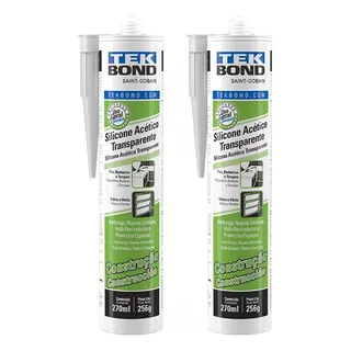 Kit 2 Silicones Transparente Acético Vedação 256g Tekbond Kit 2 Silicones Transparente Acético Vedação 256g Tekbond