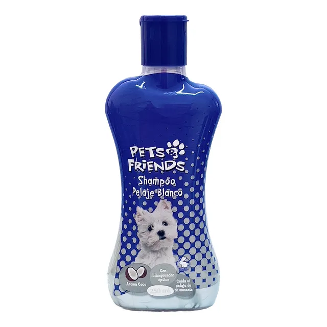 Shampoo Líquido Pelaje Blanco 250ml Pets&friends Fragancia Coco