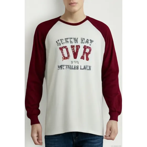 Remera Davor Manga Larga Combinada Y Estampada Algodón