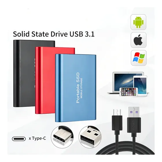 Disco Duro Externo SSD 2TB Rojo USB 3.1 Portátil Resistente a Golpes