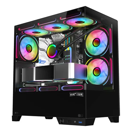 Gabinete Raptor Thunder Strike Matx Tg Negro Fan X1 Rgb