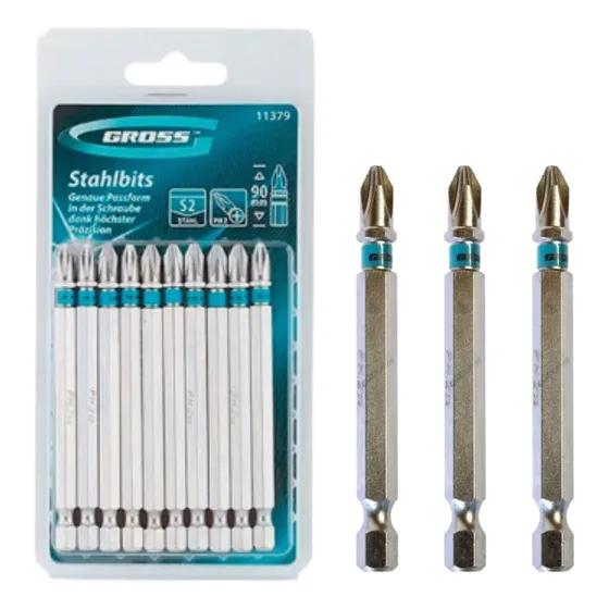 Jogo Bits Parafusadeira Magnético 90mm Longo Ph2 Gross 10pcs
