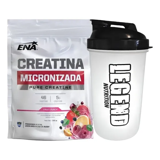 Suplemento En Polvo Ena Sport Creatina Micronizada Fruit Punch Doypack 300g Vaso Legend 600ml