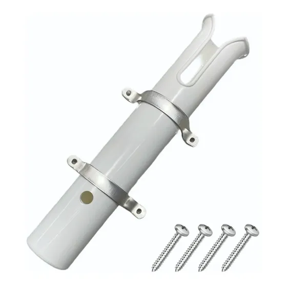 Posacaña / Posa Caña Exterior Pvc C/abrazadera De Inoxidable Color Blanco