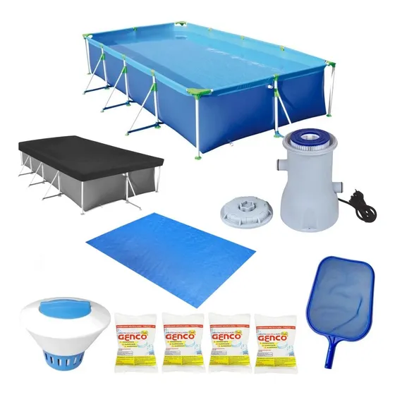 Kit Piscina 5000 Litros + Forro E Capa + Filtro 220v + Cloro