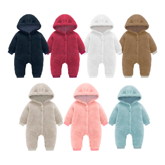 Roupa De Bebe Menino Menina Macacão Teddy Pelúcia Capuz Frio Roupa De Bebe Menino Menina Macacão Teddy Pelúcia Capuz Frio