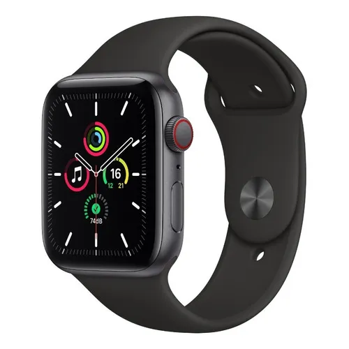 Apple Watch SE (GPS + Cellular, 1.732") - Caja de aluminio color gris espacial - Correa deportiva Negra - Bueno (Reacondicionado)