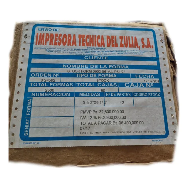 Forma Continua 9 12 X 5 12 2 Partes (2500)
