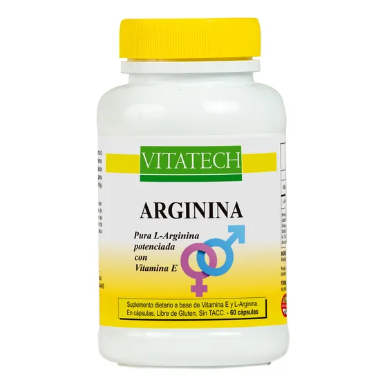 Arginina Vitatech X 60 Capsulas Aminoácidos + Vitamina E