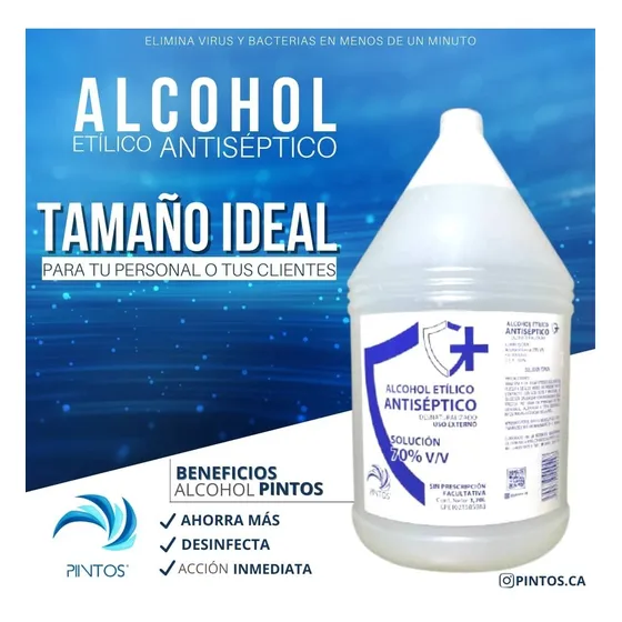 Alcohol Antiseptico Al 70% Galon, 250cc Spray, 1 Ltr, 500 Cc