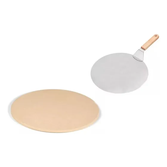 Piedra Refractaria Pizza 33cm Diámetro + Pala Pizzera Acero