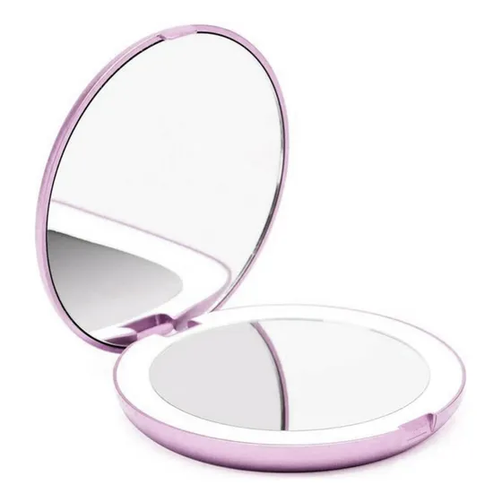 Espejo Led Plegable Portátil Para Maquillaje Cartera Doble.
