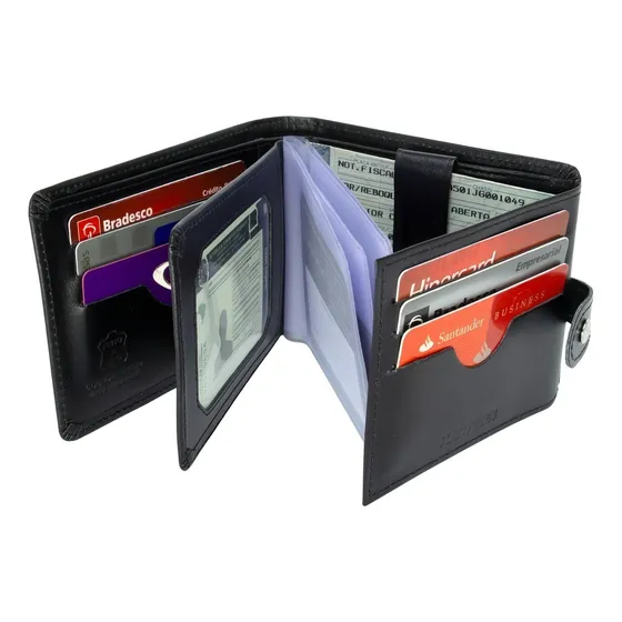 Carteira Masculina Couro Legítimo Na Caixa Presente Cod 560 Cor Preto
