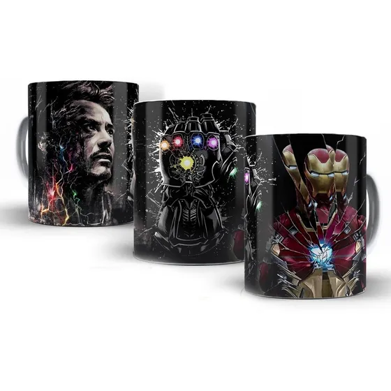 Xicara Homem De Ferro Vigadores Stark Manopla Caneca Café