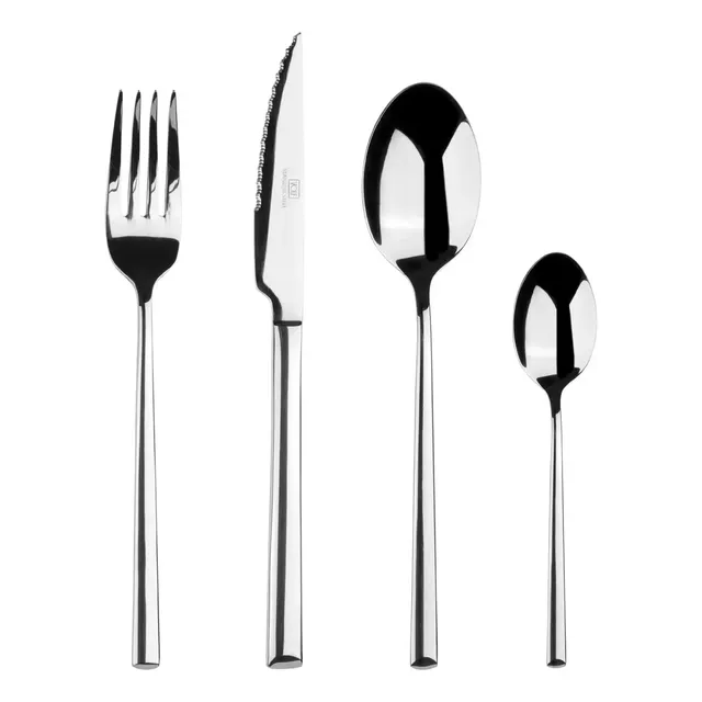 Set Cubiertos X24 Volf Banquet Acero Inox Cocina Pack Armado Plateado