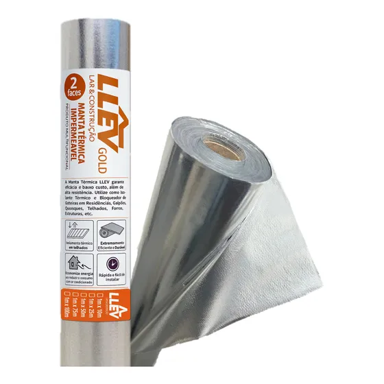 Manta Térmica Telhado Multifunção 2face 1m 25m² LLEV Isolante para Telhado