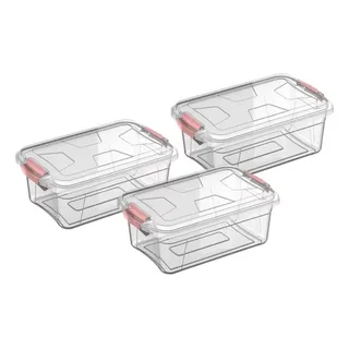 Kit 3 Caixas Organizadoras Transparente 3 Litros Pp Uninjet Liso Kit 3 Caixas Organizadoras Transparente 3 Litros Pp Uninjet Liso