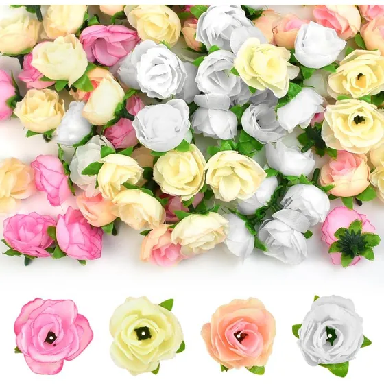 Flores Artificiales, Cabeza De Rosa De Seda Artificial De 4