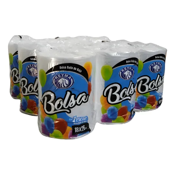 Bolsa Polietileno Baja Densidad Reyma 18x26 Cm Bulto 9rollos Color Blanco Medida
