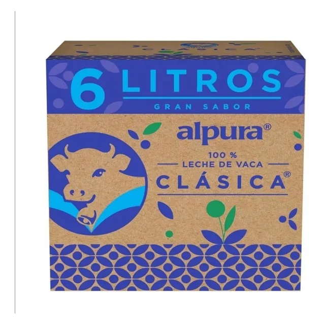 Leche Alpura Clásica Entera Ultrapasteurizada Caja C/6 Lt