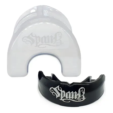 Spank Protetor Bucal Profissional Preto Moldável Com Estojo Treino Boxe Muaythai Jiu-jitsu Mma Kickboxing Futebol Basquete Bruxismo Esporte De Contato Sem Sabor