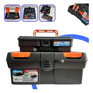 Kit 2 Maletas Ferramentas Caixas Reforçadas Pequena Grande Preto