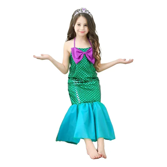 Disfraz Vestido De Sirenita Ariel Para Niñas Pollera Con Tul