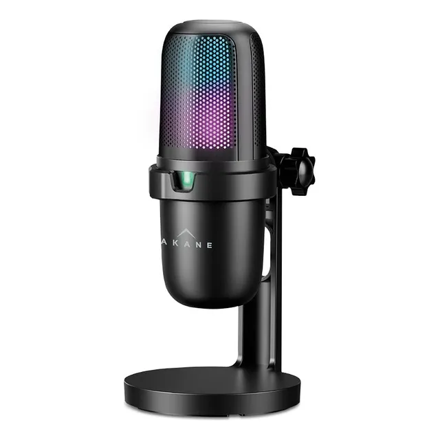 Micrófono Condensador Profesional USB con Filtro Antipop, Base y Luz LED, Patrón Cardioide, Ideal para Podcast, Streaming, Gaming, Videos y más, Compatible con Laptop, PC y Mac, Mod. OMNIA300
