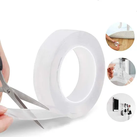 Cinta Adhesiva De 3 Metros Doble Faz Transparente Lavable