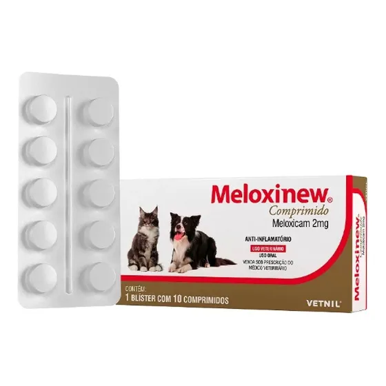 Meloxinew Cães E Gatos 2mg Vetnil Blíster Com 10 Comprimidos