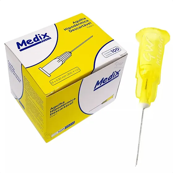 Agulha Hidrolipóclasia 13 X 0,30 Fina Resíduo Zero Amarela