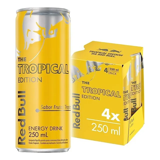 Pack energético frutas tropicais lata com 4 unidades de 250ml cada Red Bull
