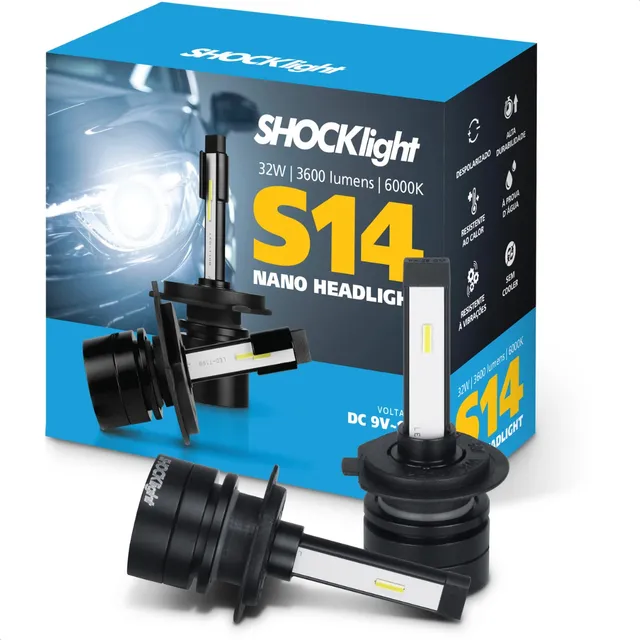 Lâmpada Led Shocklight S14 Nano 6000k 32w H1 H3 H4 H7 H11 Hb