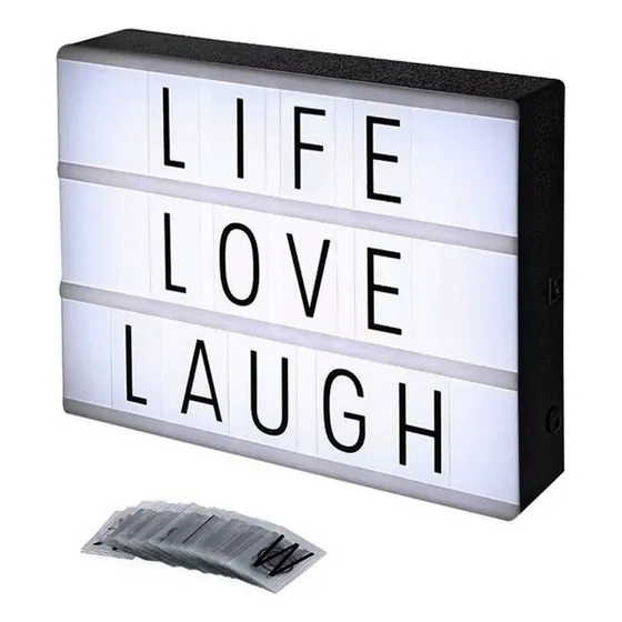 Marquesina Tablero De Cinema Con Luz 85 Letras Y Simbolos Estructura Blanco