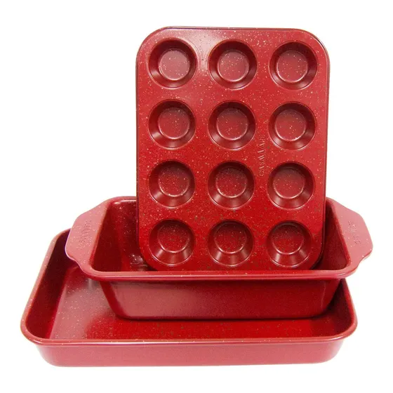 Casaware Juego 3 Mold Para Horno 12 Taza Color Rojo