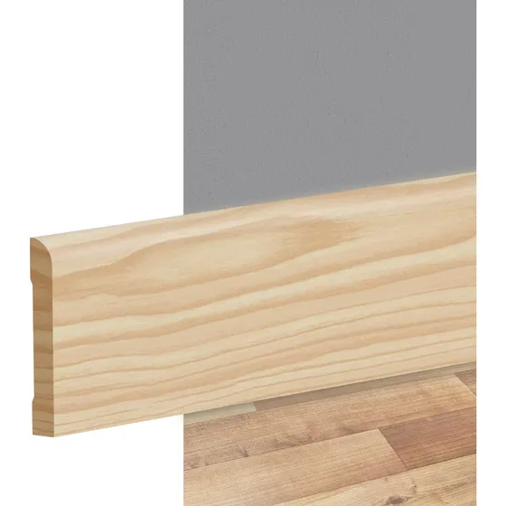 Zocalos Madera Pino Natural Curvo 94mm P/ Piso Tira 3m