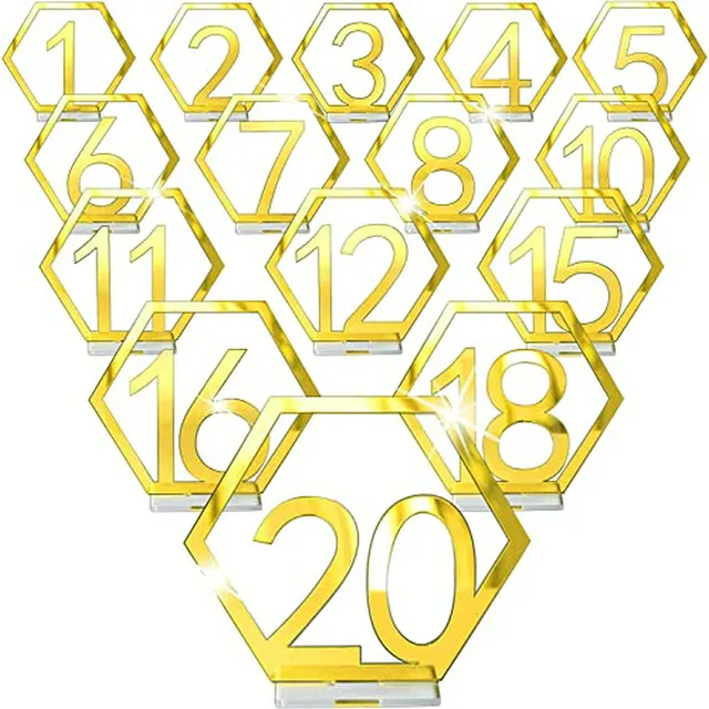 Números De Mesa Acrílicos 1-20 Para Bodas Y Eventos (dorado)