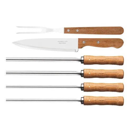 Kit Asado Brochete Pinchos Espetos Tramontina 6 Pzs Samihome